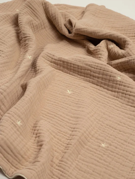 Плед муслиновый «Звездное небо» карамель 110х105 см