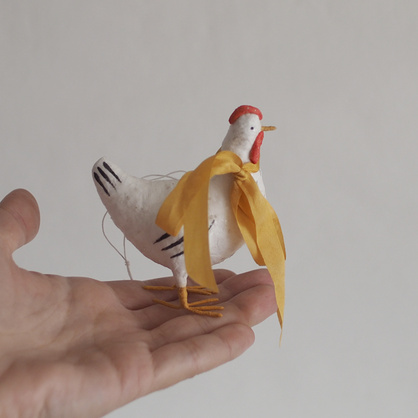 Ёлочная игрушка из ваты "Курица"