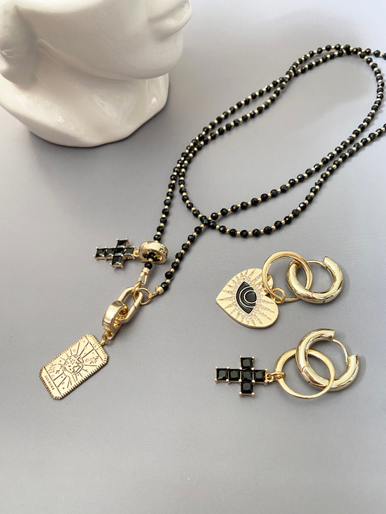 Колье из шпинели Black&Crystal с крестом