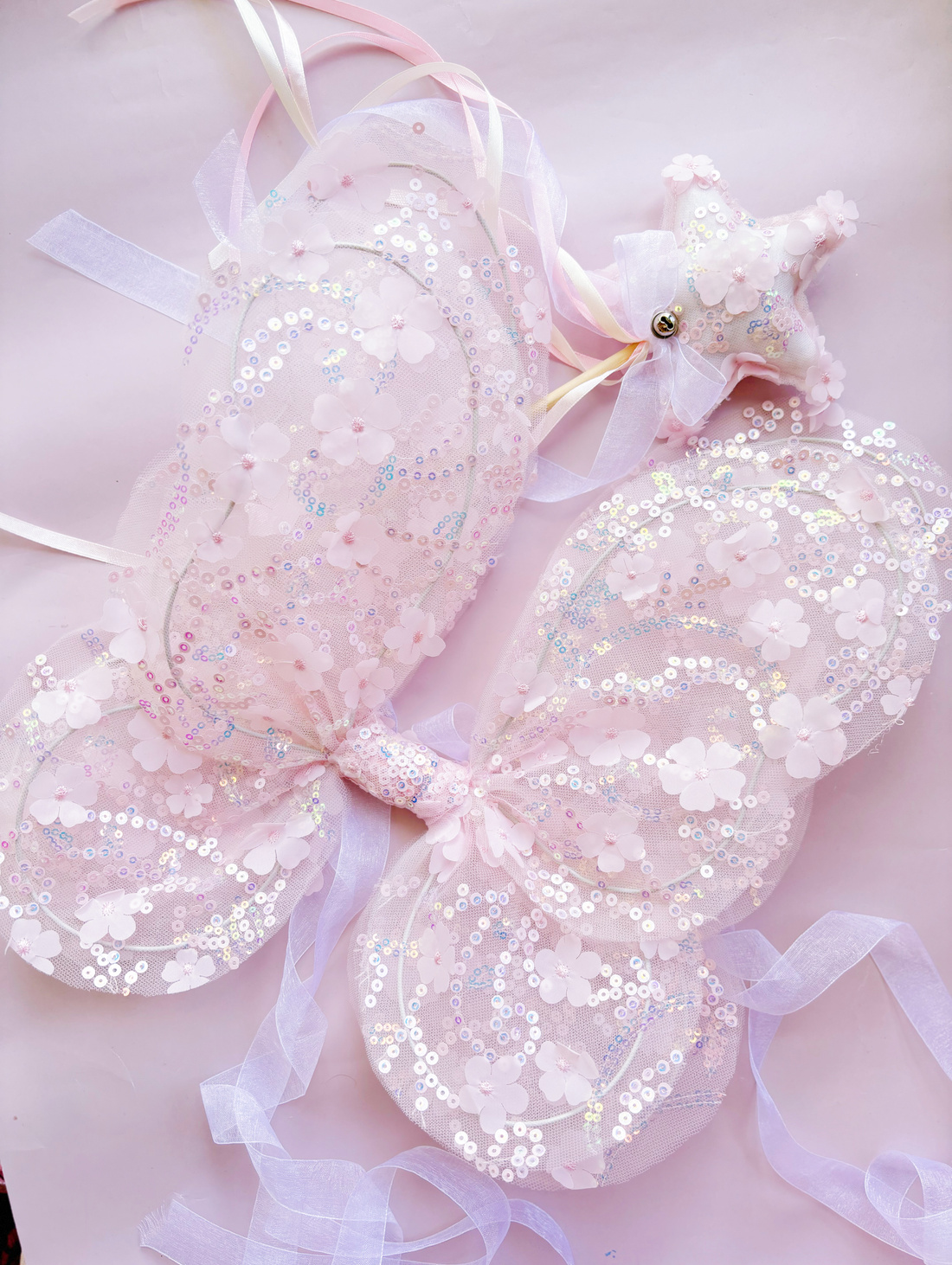 Набор цветочной феи: крылышки и волшебная палочка - фотография товара