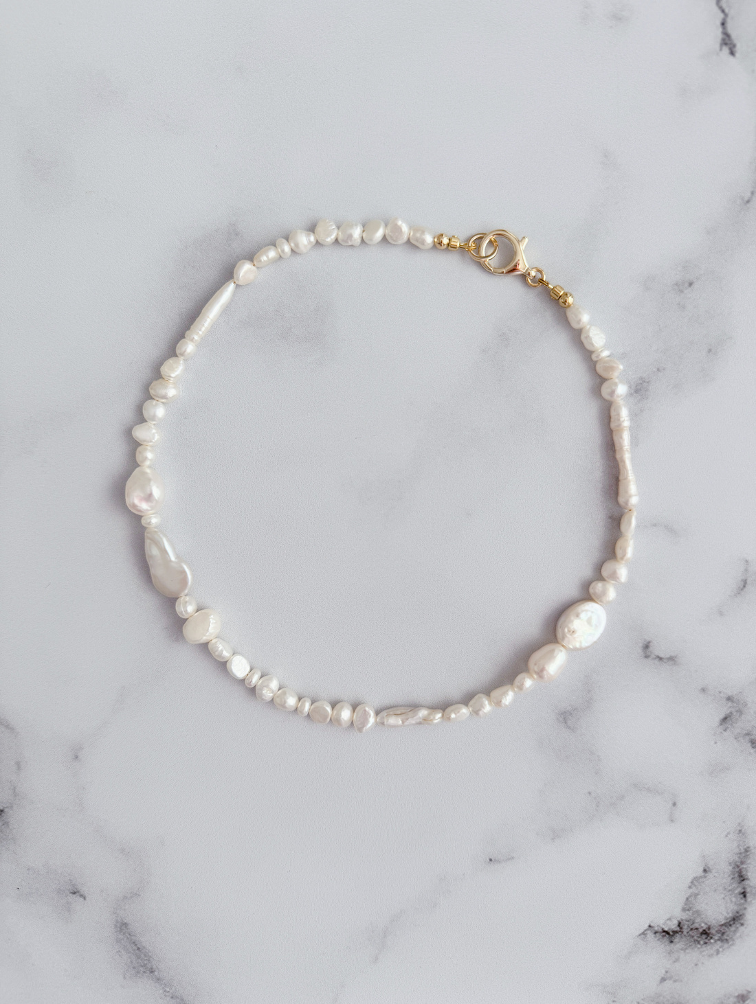 Чокер из натурального жемчуга «Мраморное море» - фотография товара