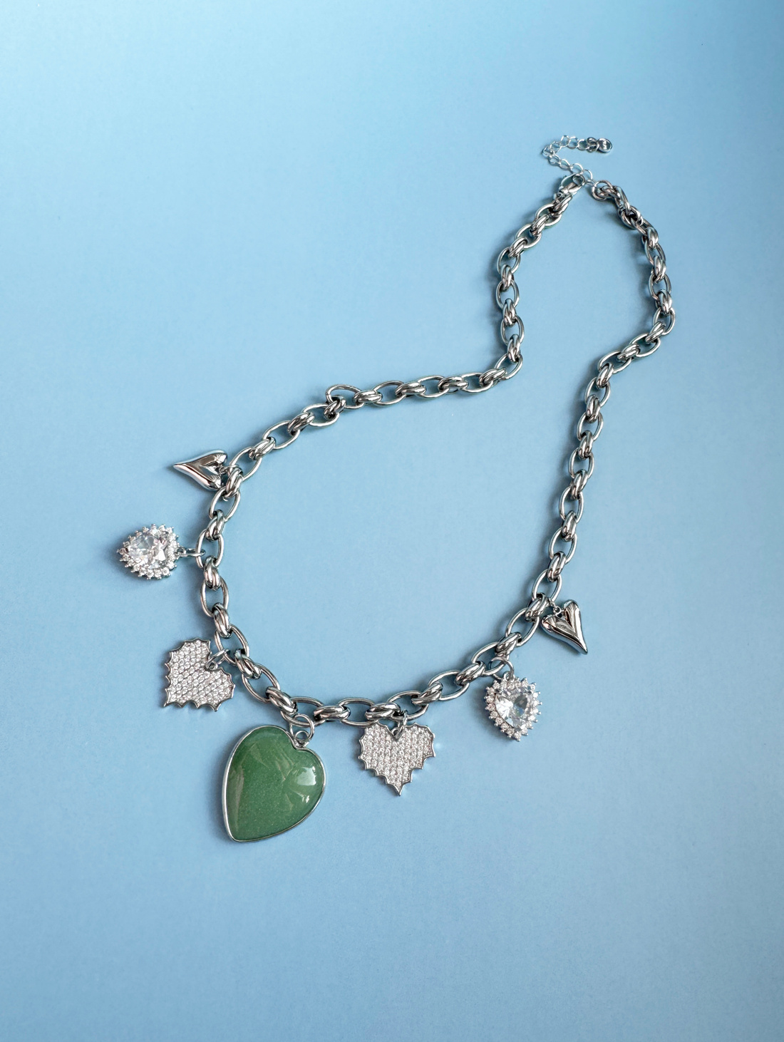 Колье с подвесками Сердцепад (нефрит) - фотография товара