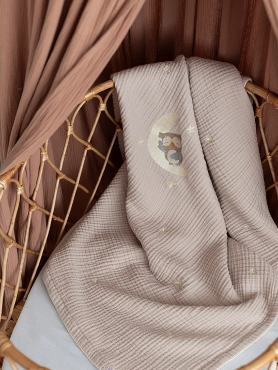 Плед «Лунный совенок» Пудра 110х120см