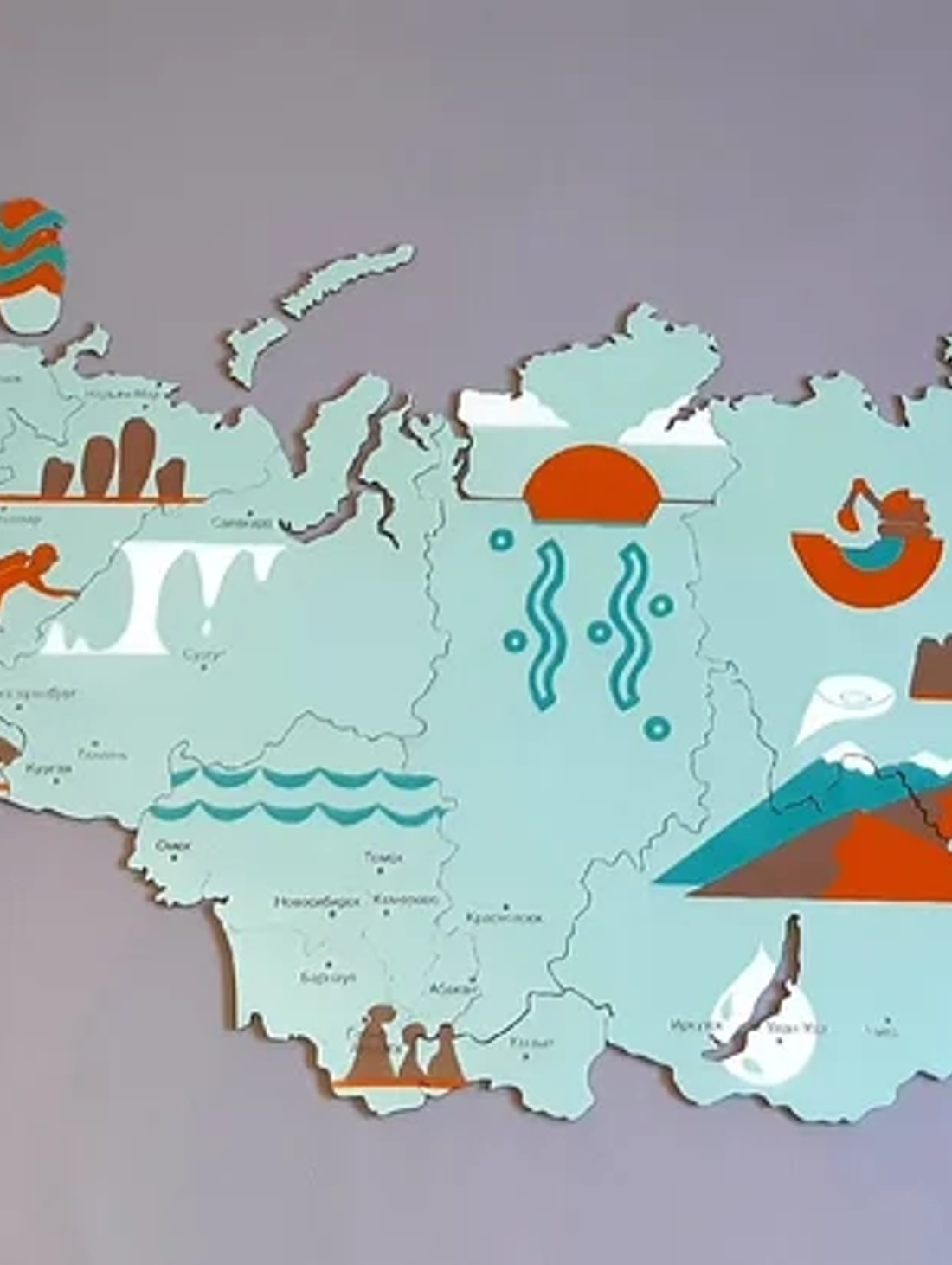 Карта России настенная "Чудеса России", 150х90 см. - фотография товара