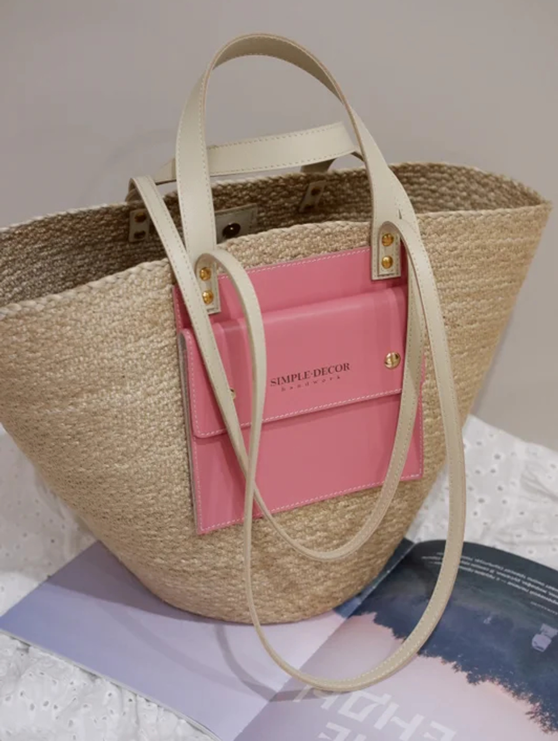 Сумка-корзинка джутовая Rose - фотография товара