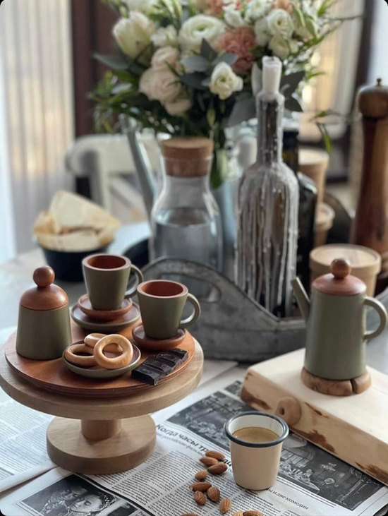 Набор для чаепития из дерева