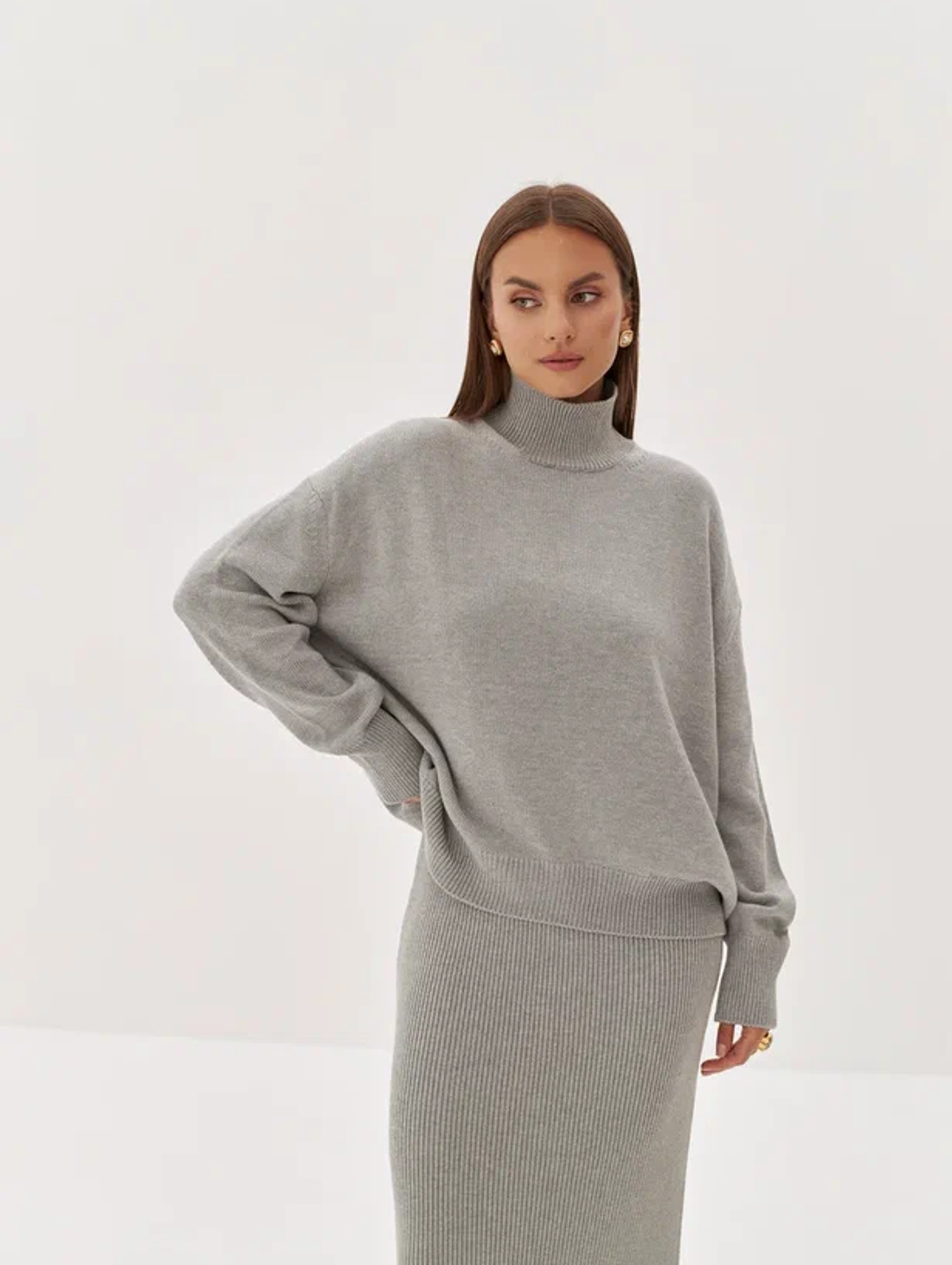 Джемпер "Нью Йорк" серый, с горлом - фотография товара