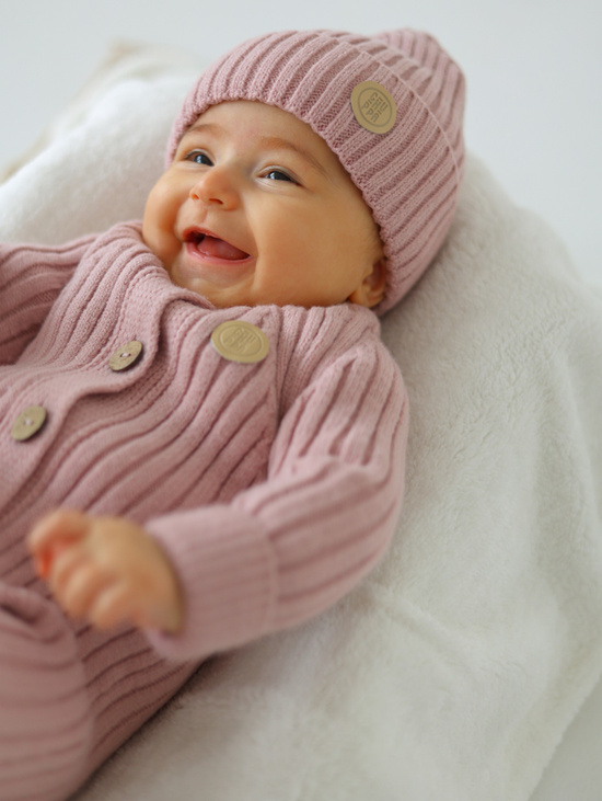 Комплект на выписку вязаный Пудра