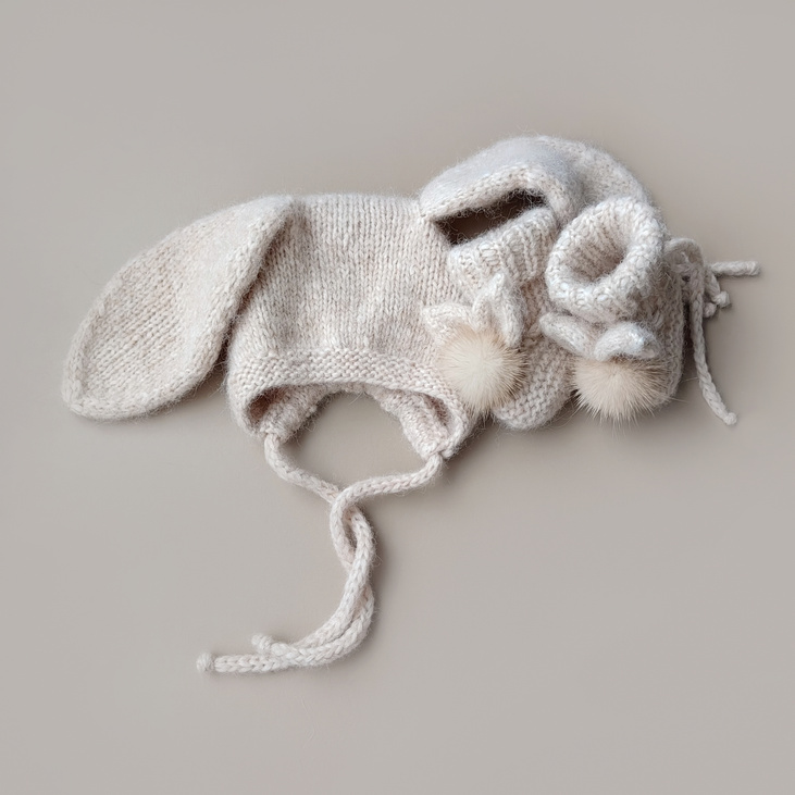 Комплект для новорожденного - шапочка и пинетки