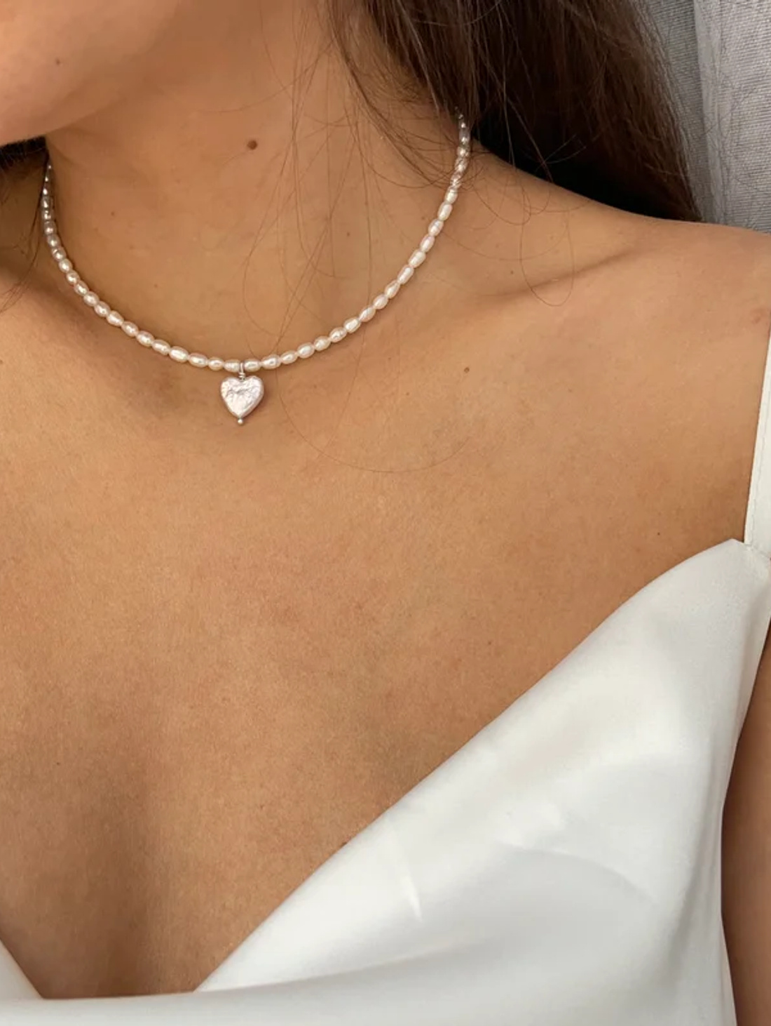 Колье с жемчужным сердечком - фотография товара