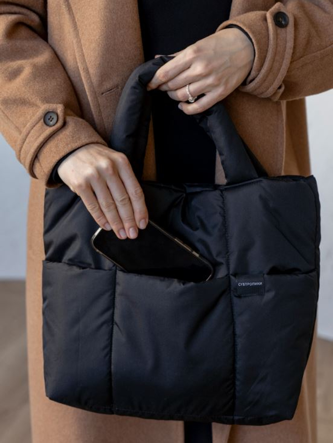 Дутая сумка DUSPO, черный - фотография товара