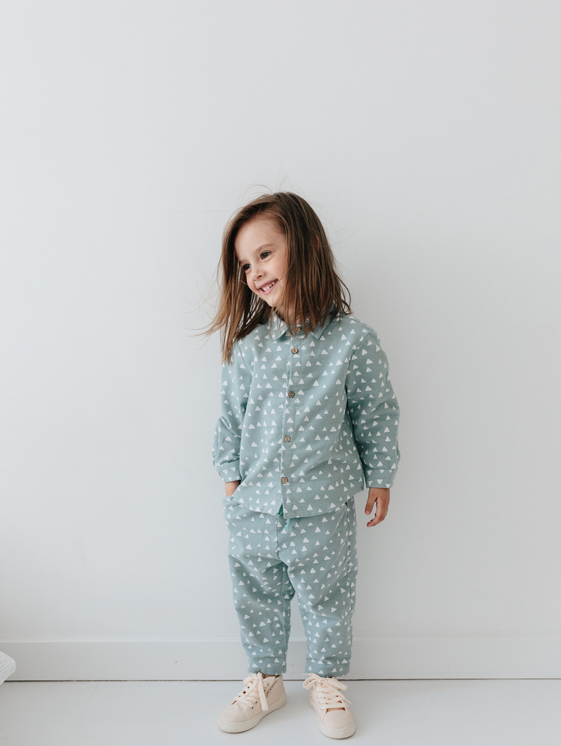 Костюм из фланели Мятный с принтом - фотография товара