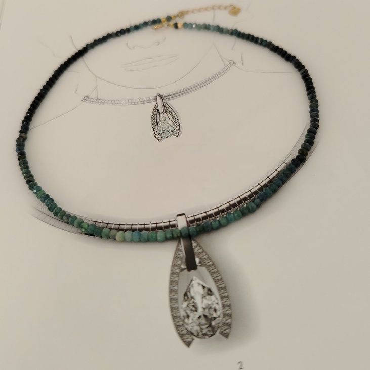 Колье «Изумрудная гармония» с зелёными турмалинами