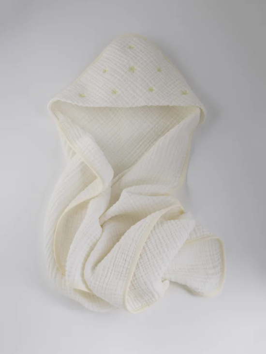 Муслиновое полотенце с вышивкой "Звёздное небо" Молочный