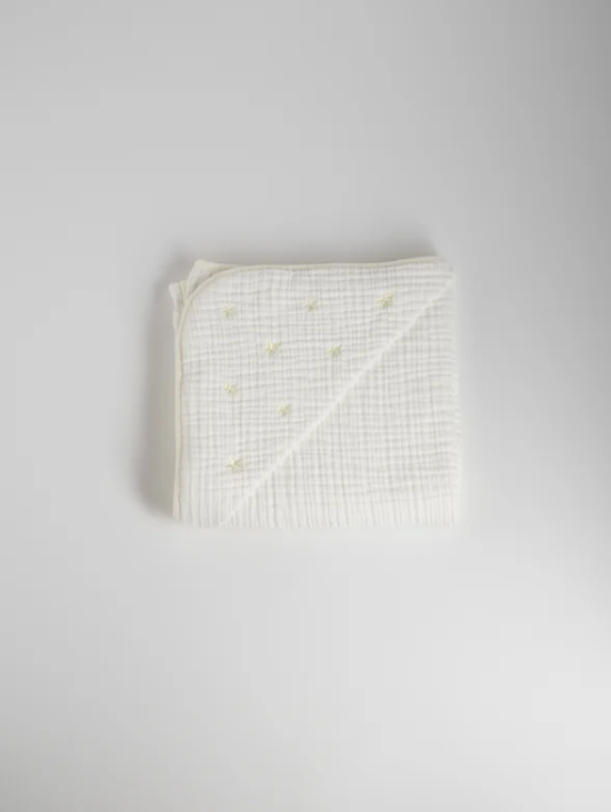 Муслиновое полотенце с вышивкой "Звёздное небо" Молочный