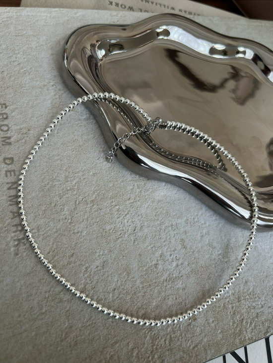 Чокер из гематита серебристый