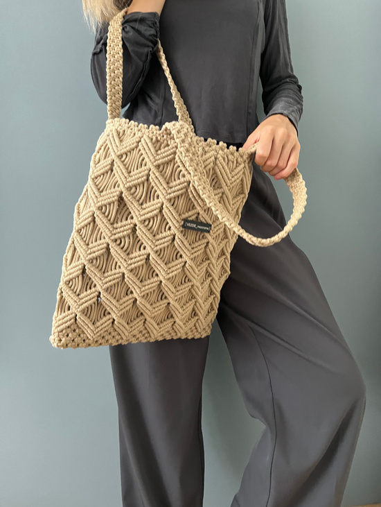 Плетеная макраме сумка “CAIRO BAG” пломбир