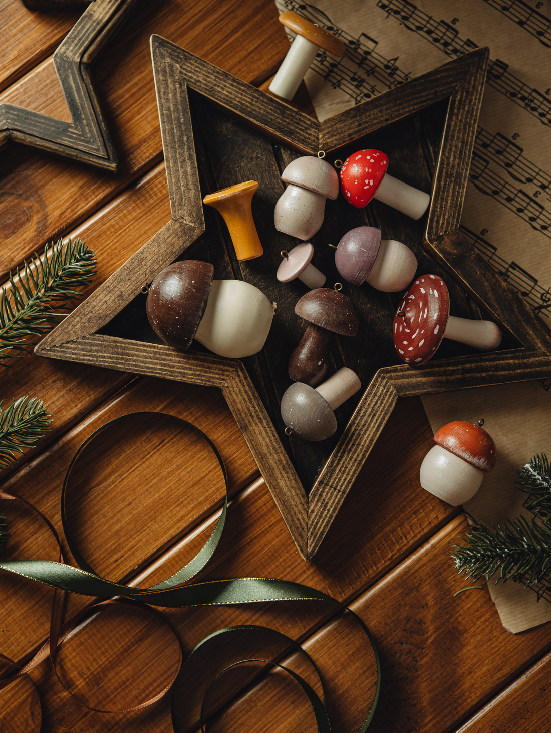 Набор ёлочных игрушек "Грибы" - фотография товара