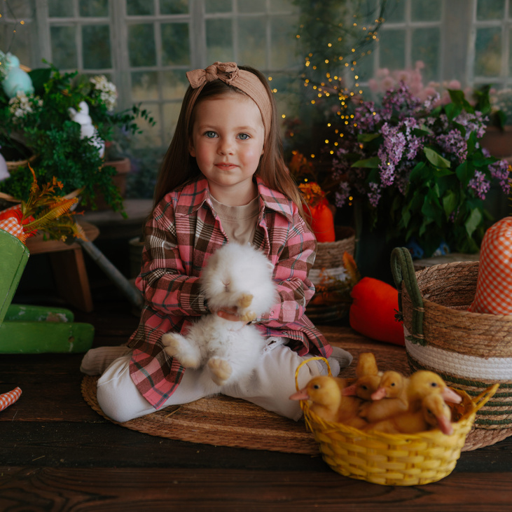 Рубашка в клетку розовая  для девочки