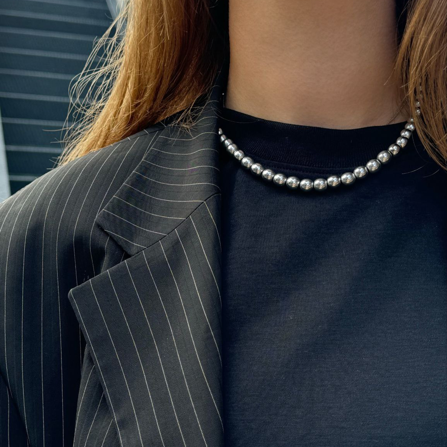 Колье из гематита короткое - фотография товара