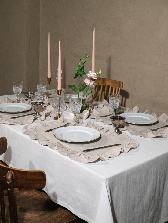 Плейсмат с рюшами из льна и хлопка, бежевый