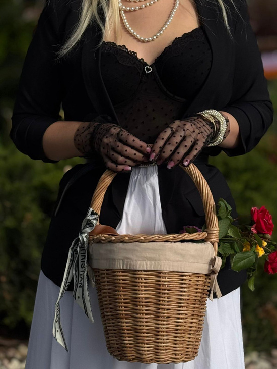 Плетеная сумка корзина в стиле Биркин