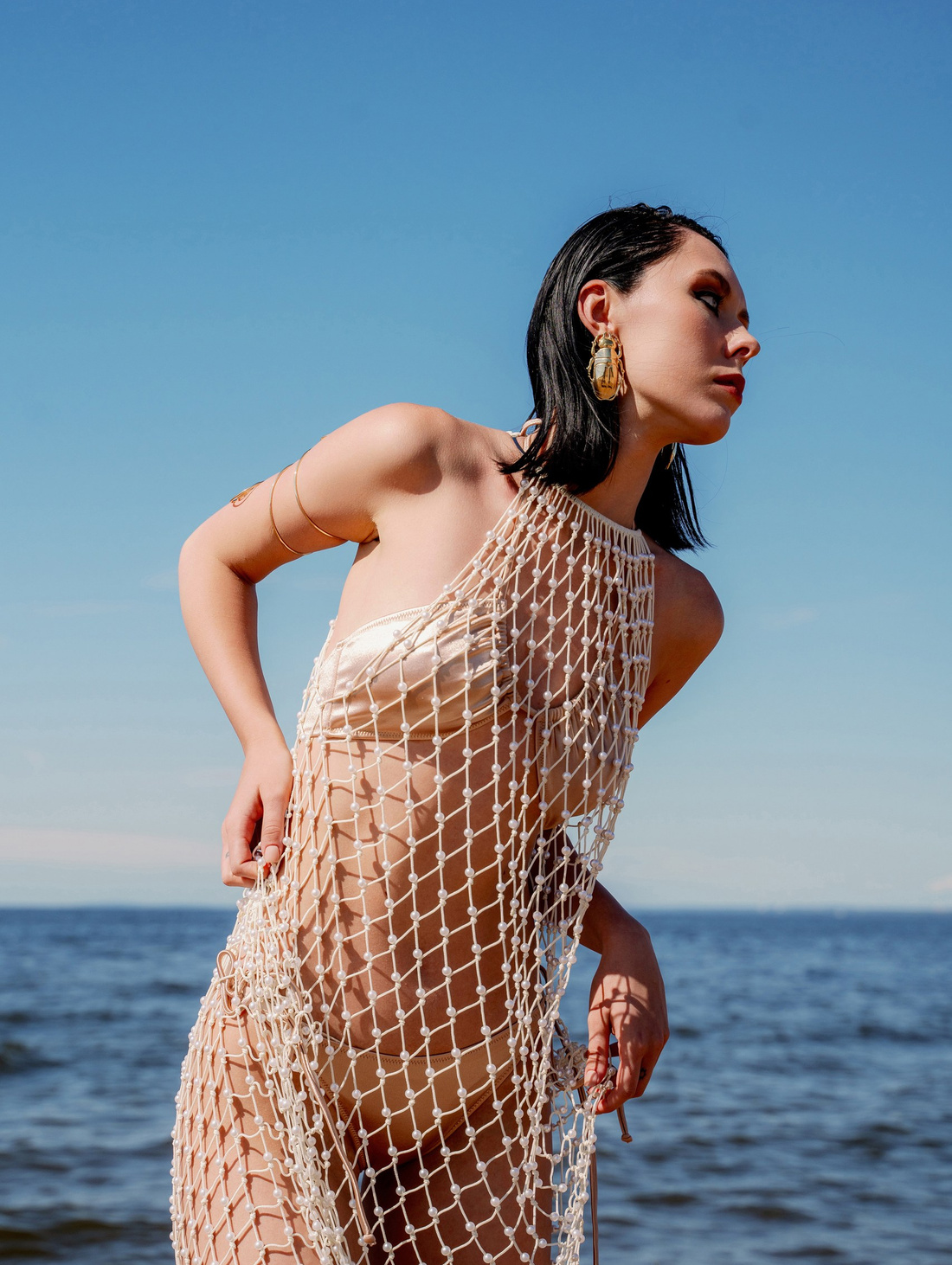 Жемчужная сетка Pearl на кольце - фотография товара