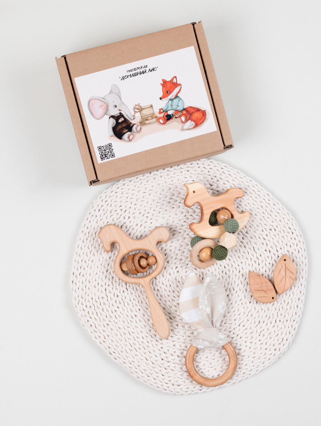 Набор деревянных погремушек из можжевельника, лошадка - фотография товара