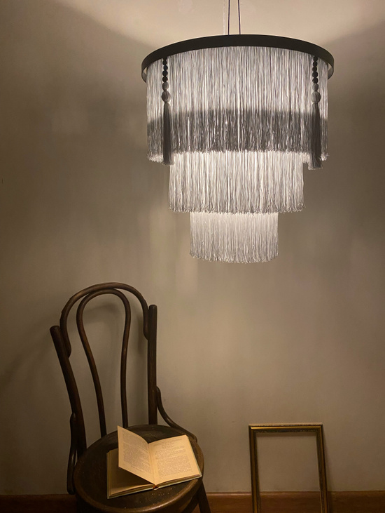Абажур с бахромой «Серебро»