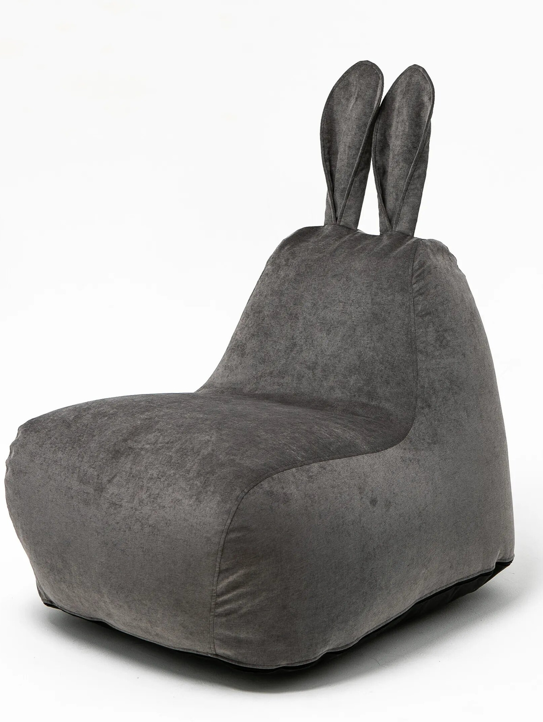 Кресло-пуф "Заяц" Small в велюре, Серый - фотография товара