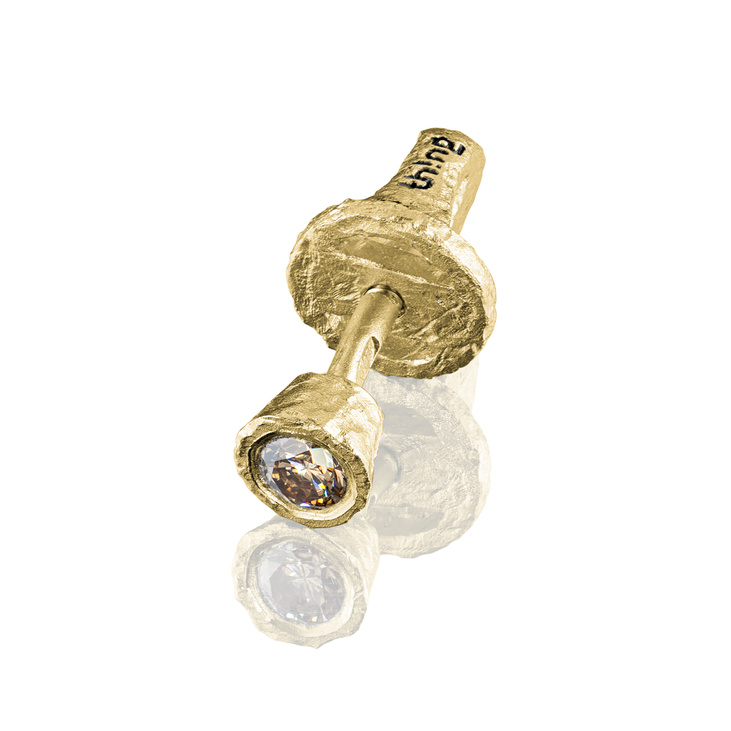 Позолоченная монопусета ARTEFACT COGNAC GOLD с коньячным бриллиантом