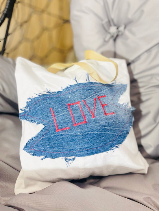 Сумка -шопер джинсовый белый