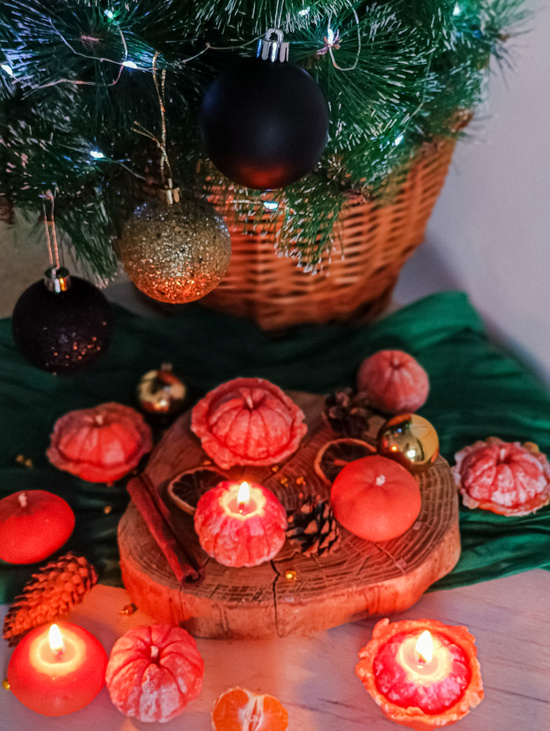 Новогодний набор свечей "Реалистичные мандарины"